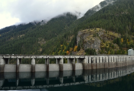 View of Ross Dam, one of the dams in the cascade mountains.